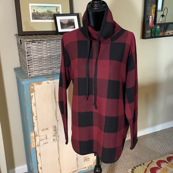 Adrienne Vittadini Tops - Adrienne Vittadini Red/Black Buffalo Plaid Drawstring Top. Size L
